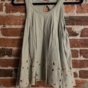 Free People Embroidered Keyhole Tank Top XS